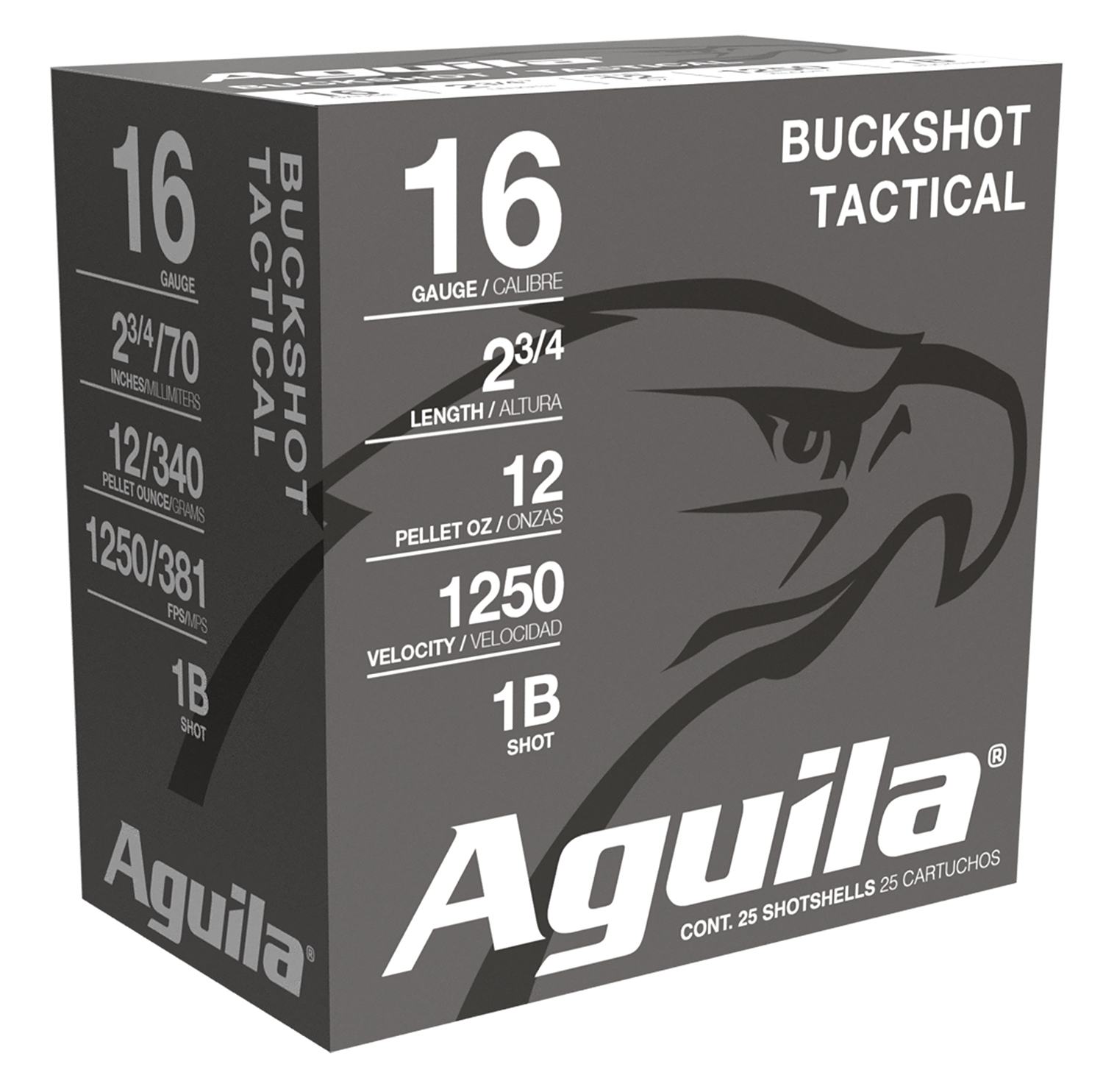 Aguila 1C1601BA Buckshot 16Gauge 2.75" 1 1/8oz 1Buck Shot 25 Per Box/10 Case