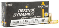 Fiocchi 9APHP Defense Dynamics  9mmLuger 115gr Jacketed Hollow Point 50 Per Box/20 Case