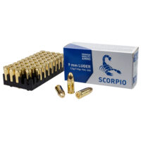 STV Technology, Scorpio Ammo, 9MM, 115 Grain, Full Metal Jacket, 50 Round Box