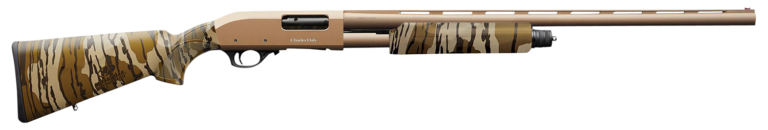 Charles Daly 930315 301 12 Gauge with 24" Barrel, 3" Chamber, 4+1 Capacity, Flat Dark Earth Metal Finish & Mossy Oak Bottomland Synthetic Stock Right Hand (Full Size)