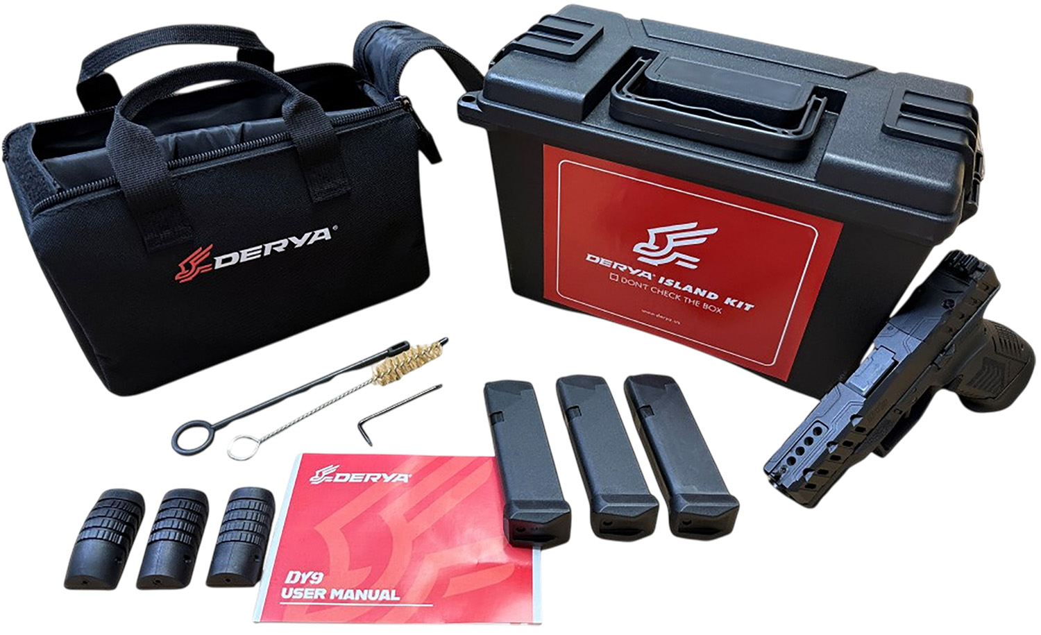 Derya Firearms 10L.DY9.ISL.US DY9 Island Kit 9mm Luger 10+1 3.86" Black Melonite Steel Barrel, Black Melonite Steel Optics Ready/Serrated Slide, Black Melonite Polymer Frame, RMR Footprint