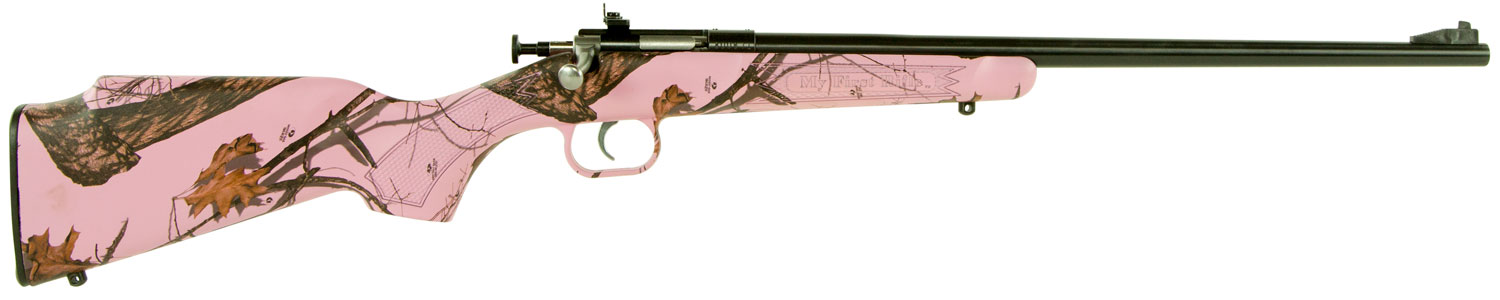 Crickett KSA2161 Youth 22 LR 1rd 16.12" Blued Single Shot Barrel, Blued Stainless Steel Receiver, Mossy Oak Pink Blaze Fixed Synthetic Stock, Right Hand