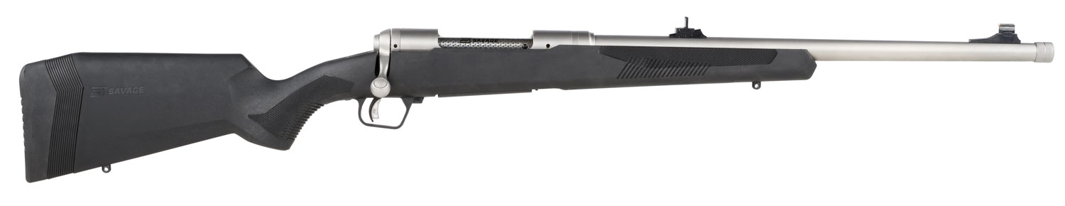 Savage Arms 57044 110 Brush Hunter Full Size 375 Ruger 3+1 20" Matte Threaded Barrel, Matte Drilled & Tapped Stainless Steel Receiver, Fixed Matte Black Synthetic Stock, Right Hand