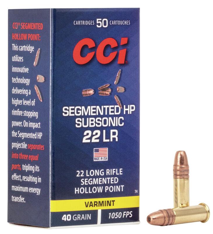 CCI Segmented HP Subsonic Rimfire Ammunition .22 LR 40 gr 1050 fps 50/ct