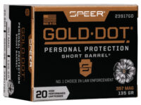 Speer 23917GD Gold Dot Personal Protection Short Barrel 357Mag 135gr Hollow Point 20 Per Box/10 Case