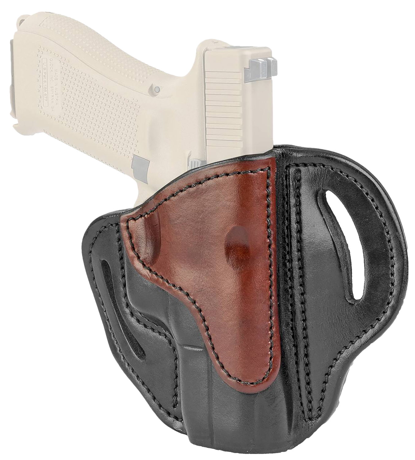 1791 Gunleather BH21BLBR BH2.1 OWB Size 2.1 Black/Brown Leather Belt Slide Compatible w/Glock 17/S&W M&P Shield/Springfield XD Right Hand