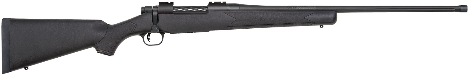 Mossberg 28118 Patriot Full Size 300 Win Mag 3+1 24" Matte Blued Fluted Threaded Barrel, Drilled & Tapped Matte Blued Stainless Steel Receiver, Black Fixed Synthetic Stock, Right Hand