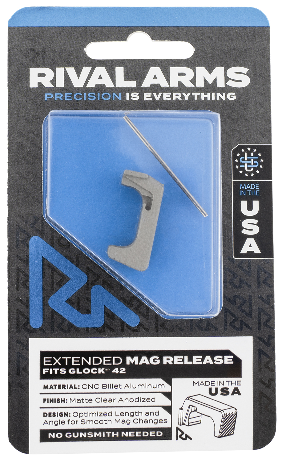 Rival Arms RA72S001D Magazine Release Extended Dark Gray Aluminum for Sig P320