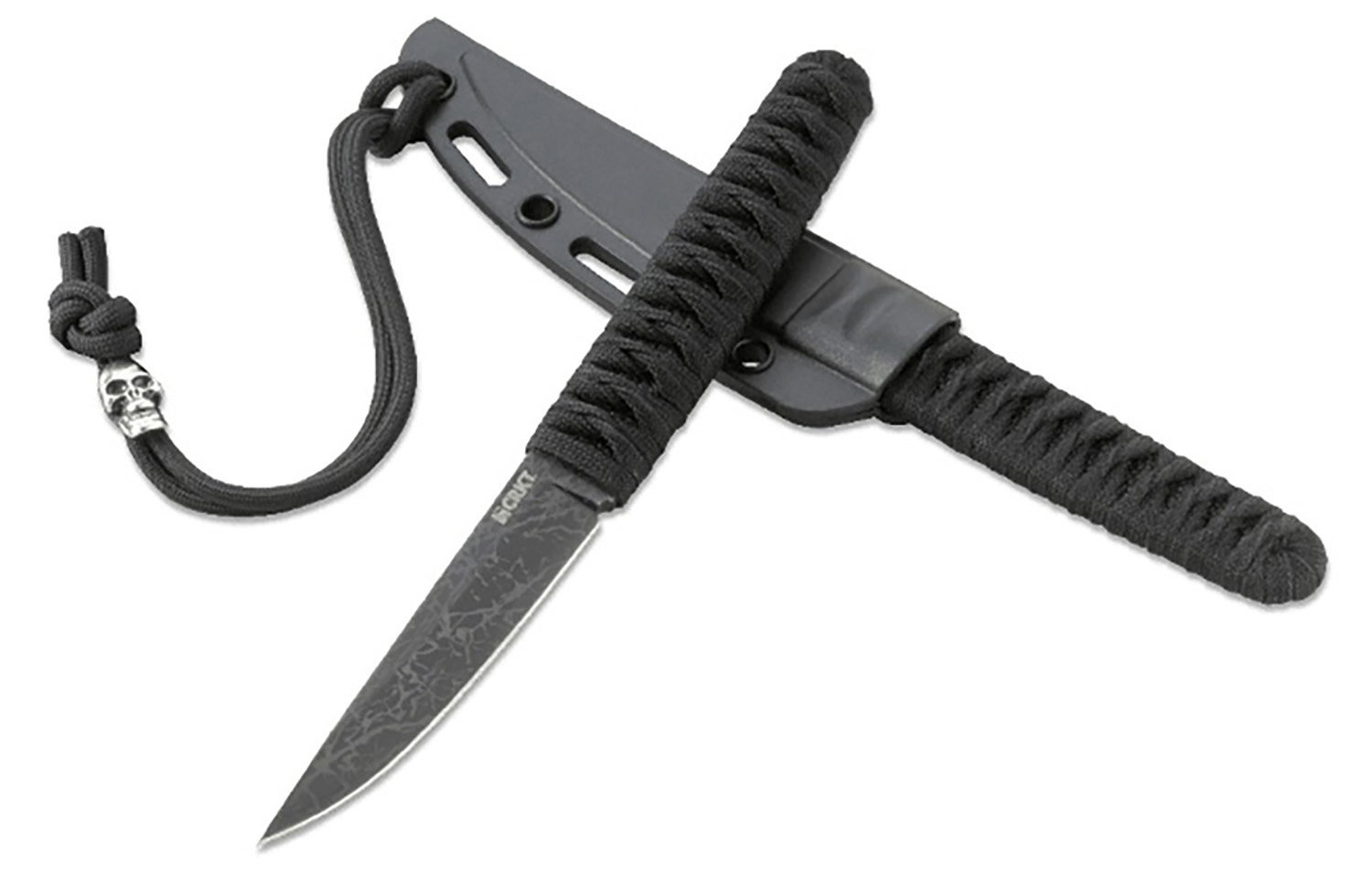 CRKT 2367 Obake 3.64" Fixed Plain Acid Etched Gray TiCN 8Cr14MoV SS Blade/ Black Nylon Cord Wrapped Stainless Steel Handle Includes Sheath