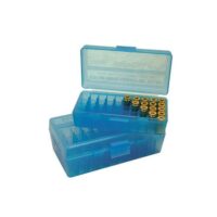 MTM CASE GARD FLIP-TOP BOX CARTRIDGE 38/357 50RD CLR BLUE ( 24 PER CASE )