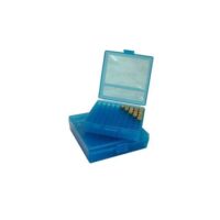 MTM CASE GARD FLIP-TOP BOX CARTRDG 9MM/380 100RD CLR BLUE ( 24 PER CASE )