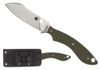 Spyderco FB50GPOD Stok  2.95" Fixed Drop Point Plain Stonewashed 8Cr13MoV SS Blade/Olive Drab Textured G10 Handle Includes Sheath w/G-Clip