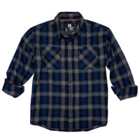 Hornady Gear 32203 Flannel Shirt Large Navy/Black/Gray, Cotton/Polyester, Relaxed Fit Button Up