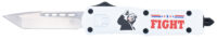 CobraTec Knives MTRP24FTTNS FS-3 Trump 2024 OTF Tanto Plain D2 Steel Blade White Trump Fight 2024 Aluminum Cerakoted Handle