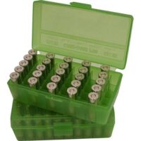 MTM CASE GARD FLIP-TOP BOX CARTRIDG 9MM/380 50RD CLR/GRN ( 24 PER CASE )