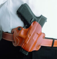 DeSantis Gunhide 086BAE1Z0 Mini Slide OWB Black Leather Belt Slide Compatible w/Most Glock Belt 1.75" Wide Right Hand