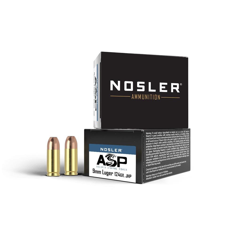 Nosler Match Grade Handgun Ammo 9mm Luger 124 gr JHP 1150 fps 20/ct