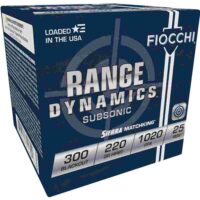 Fiocchi Range Dynamics Subsonic Sierra Matchking Rifle Ammunition .300 Blackout 220 gr HPBT 1020 fps 25/ct