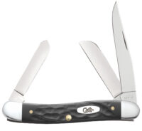 Case 18222 Stockman  Medium Folding, 2.57"/1.88"/1.71" Clip Point/Sheepsfoot/Spey Plain Mirror Polished Tru-Sharp SS Blade, Rough Black Jigged Synthetic Handle