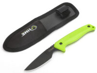 HME KNFBCK Fixed Blade  2.50" Fixed Caper Plain Black Oxide 420HC SS Blade Green TPR Handle Includes Sheath