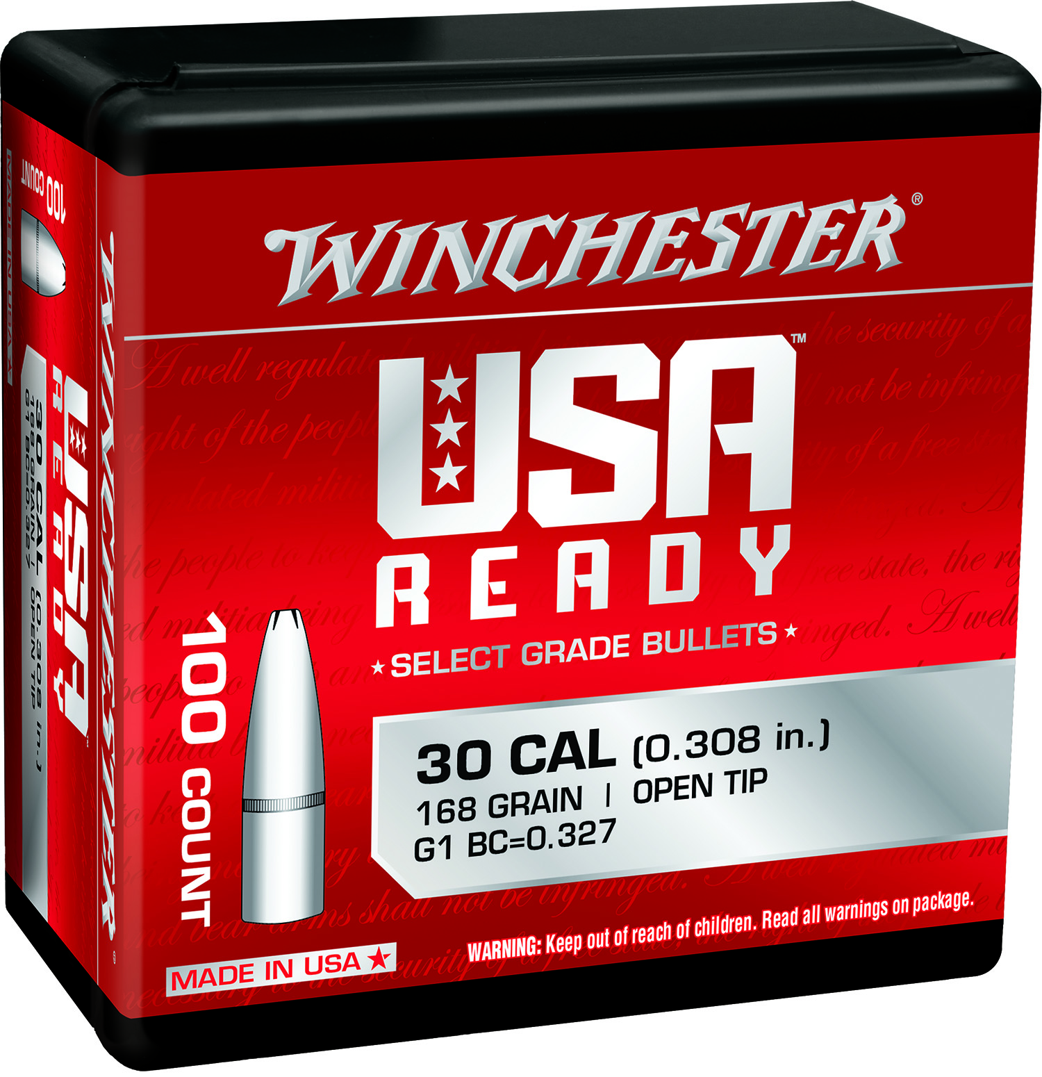 Winchester Ammo WBR30168 Centerfire Rifle 308Win 168gr Open Tip 100 Per Box/10 Case