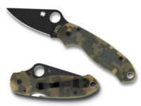 Spyderco C223GPCMOBK Para 3 2.95" Folding Drop Point Plain Black DLC CPM S30V SS Blade Camo G10 Handle Includes Pocket Clip