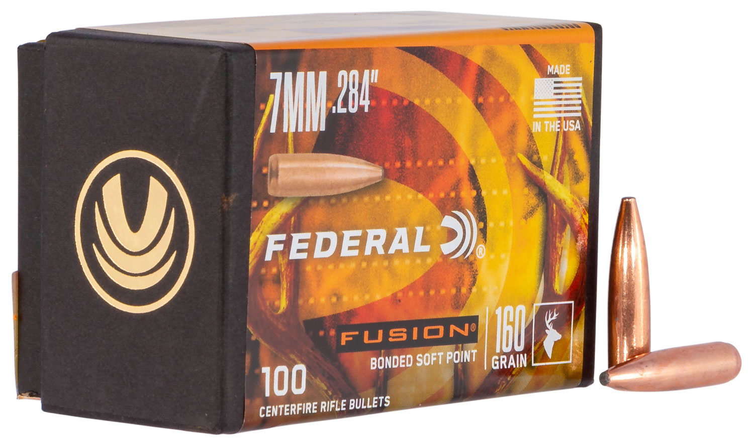Federal FB284F3 Fusion Component 7mm .284 160 gr Fusion Soft Point 100 Per Box/ 4 Case
