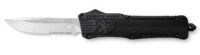 CobraTec Knives LBCTK1LDS CTK-1 Large 3.75" OTF Drop Point Part Serrated D2 Steel Blade/ Black Aluminum Handle Features Glass Breaker Includes Pocket Clip