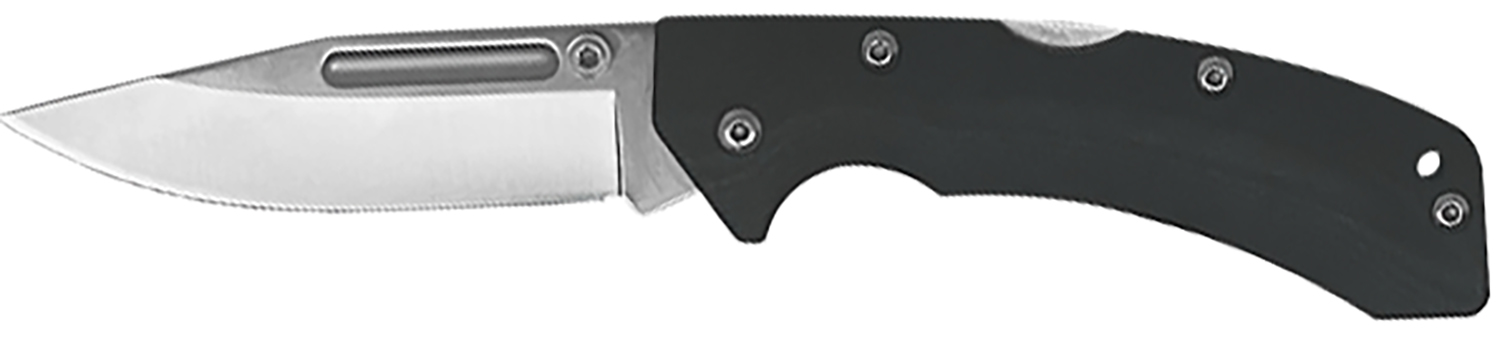 AccuSharp 711C Lockback 3" Folding Clip Point Plain Stainless Steel Blade/Black FRN Handle Includes Allen Wrench