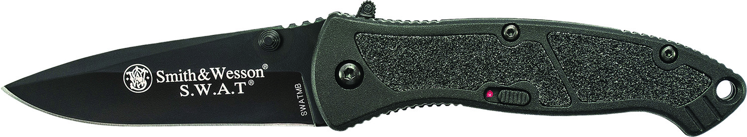 Smith & Wesson Knives SWATMBCP S.W.A.T. 3.20" Folding Plain Black 4034 SS Blade Black Aluminum Handle Includes Pocket Clip