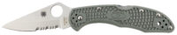 Spyderco C33PSFG Delica 4 Lightweight 2.88" Folding Drop Point Part Serrated VG-10 SS Blade Foliage Green Bi-Directional Texturing FRN Handle Includes Pocket Clip
