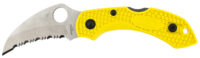Spyderco C28SYL2HB Dragonfly 2 Salt 2.30" Folding Hawkbill Serrated H2 Steel Blade Yellow FRN Handle, Includes Pocket Clip