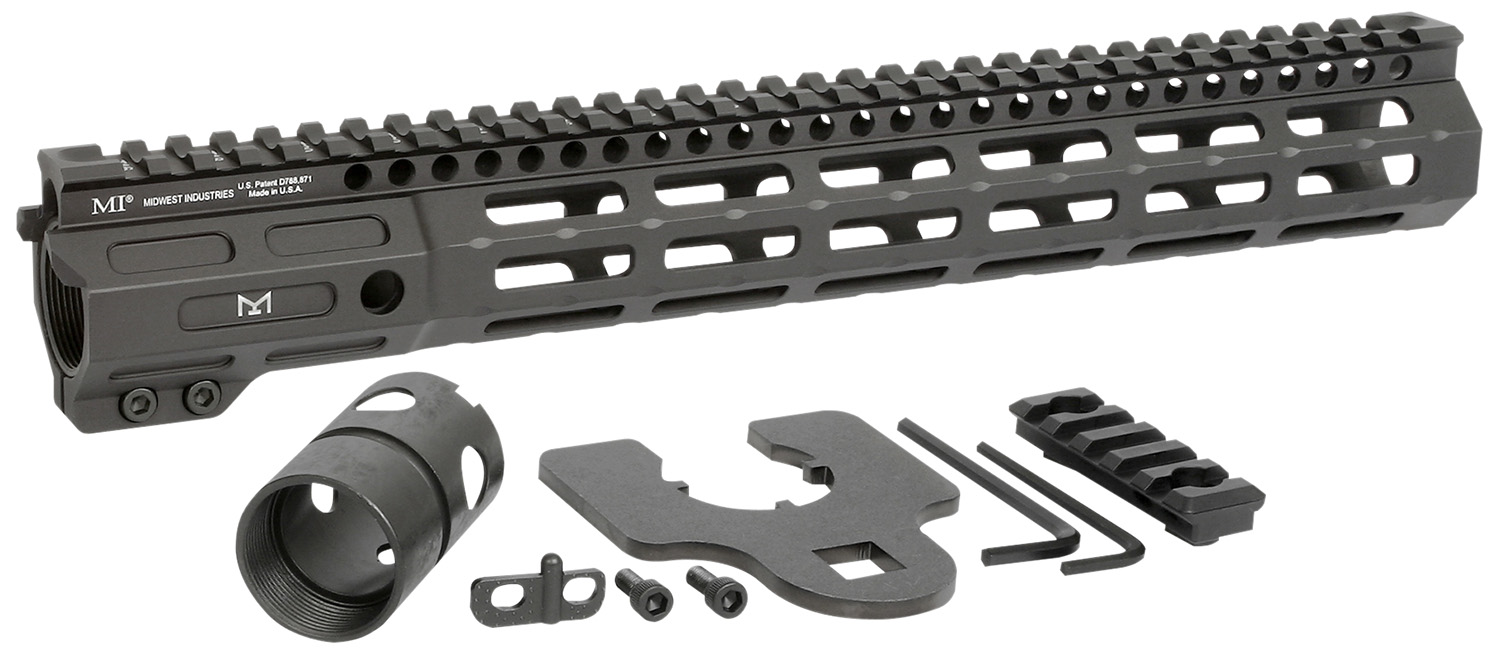 Midwest Industries MINF105 Night Fighter 10.50" M-LOK Black Hardcoat Anodized Aluminum Includes Barrel Wrench, Nut, & 5 Slot Rail