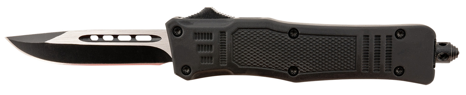 Steel River Knives MT616BDP Spartan Mini 2.75" OTF Drop Point Plain Black/Silver 440C SS Blade/ 4.25" Black Aluminum Zinc Alloy Handle