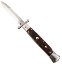 Steel River Knives SGSWP Spartan 3.9" Italian Bayonet Polished Blade 5.1" Snakewood Handle Side Open