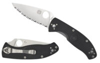 Spyderco C122PSBK Tenacious Lightweight 3.39" Folding Part Serrated Satin 8Cr13MoV SS Blade/Black Bi-Directional Texturing FRN Handle Includes Pocket Clip