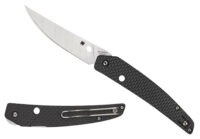Spyderco C242CFP Ikuchi  3.26" Folding Plain CPM S30V SS Blade/Black Textured Carbon Fiber/G10 Handle Includes Pocket Clip
