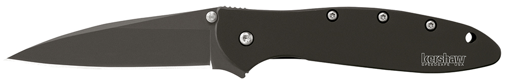 Kershaw 1660CKT Leek 3" Folding Modified Drop Point Plain Black DLC 14C28N Steel Blade Black DLC 410 Stainless Steel Handle Includes Pocket Clip