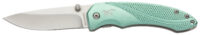 Browning 3220360 Allure  EDC 2.88" Folding Drop Point Plain 7Cr17MoV SS Blade, Mint Green Textured Anodized Aluminum Handle,  Includes Pocket Clip