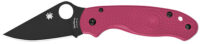 Spyderco C223PPNBK Para 3 Lightweight Breast Cancer EDC 2.93" Folding Plain Black DLC BD1N SS Blade, Pink Textured FRN Handle