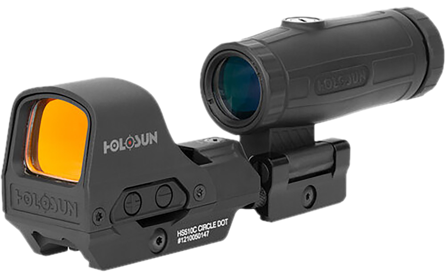 Holosun HE510C-GR/HM3X Black 1x/3x 0.91x1.26" 2 MOA/65 MOA 2 MOA Green Dot/65 MOA Green Circle Reticle