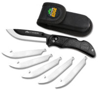 Outdoor Edge RL10C RazorLite  3.50" Folding Plain Black Oxide 420J2 SS Blade, Black TPR Handle