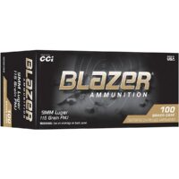 CCI Blazer Brass Handgun Ammunition 9mm Luger 115gr FMJ 1145 fps 100/ct Bulk Pack