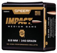 Speer Impact Medium Game Rifle Bullets 6.5mm 140gr TIPPED PLATED CB 50/rd