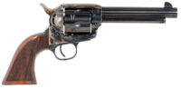 Taylors & Company 550813 Smoke Wagon  45 Colt (LC) Caliber with 5.50" Blued Finish Barrel, 6rd Capacity Blued Finish Cylinder, Color Case Hardened Finish Steel Frame & Checkered Walnut Grip