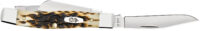 Case 00079 Stockman Medium 2.57"/1.88"/1.76" Folding Clip/Sheepsfoot/Pen Plain Mirror Polished Chrome Vanadium Steel Blade/Peach Seed Jigged Amber Bone Handle