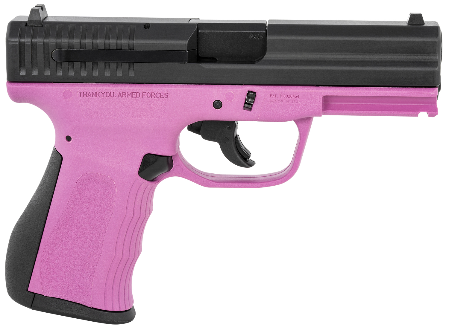 FMK G9C1G2PKSSCM 9C1 G2 9mm Luger 10+1 4" Black Stainless Steel Barrel, Black Serrated Carbon Steel Slide, Pink Polymer Frame w/Picatinny Rail, Black Backstrap Grip