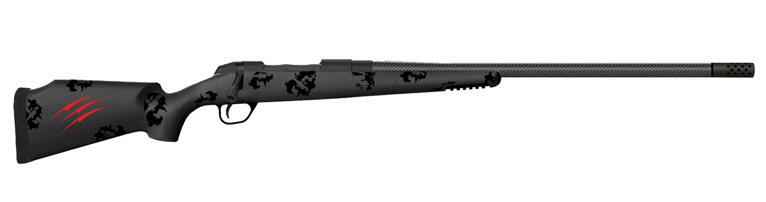 Fierce Firearms FCTRG300WIN24BBO CT Rage 300 Win Mag Caliber with 3+1 Capacity, 24" Carbon Fiber Barrel, Black Cerakote Metal Finish & Blackout Camo Fixed Fierce Tech C3 Stock, Right Hand (Full Size)