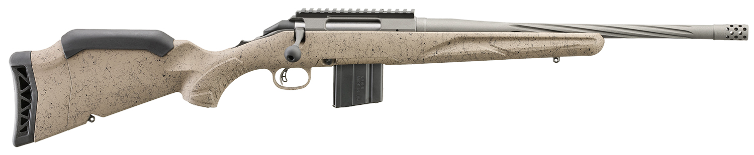 Ruger 46923 American II Ranch Full Size 350 Legend 5+1 16.10" Cobalt Cerakote Spiral Fluted Threaded Barrel & Alloy Steel Receiver w/Picatinny Rail, Flat Dark Earth Splatter Adj LOP Synthetic Stock