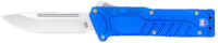CobraTec Knives BLUSFDNS Special Forces  3.25" OTF Drop Point Plain Satin D2 Steel Blade, 4.75" Blue Textured Anodized Aluminum Handle